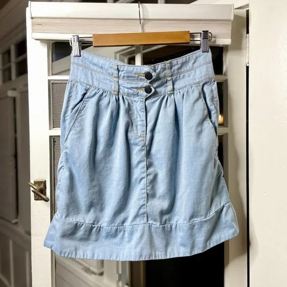 Lux Denim Midi Skirt with Pockets Size 4 - Picture 3 of 5